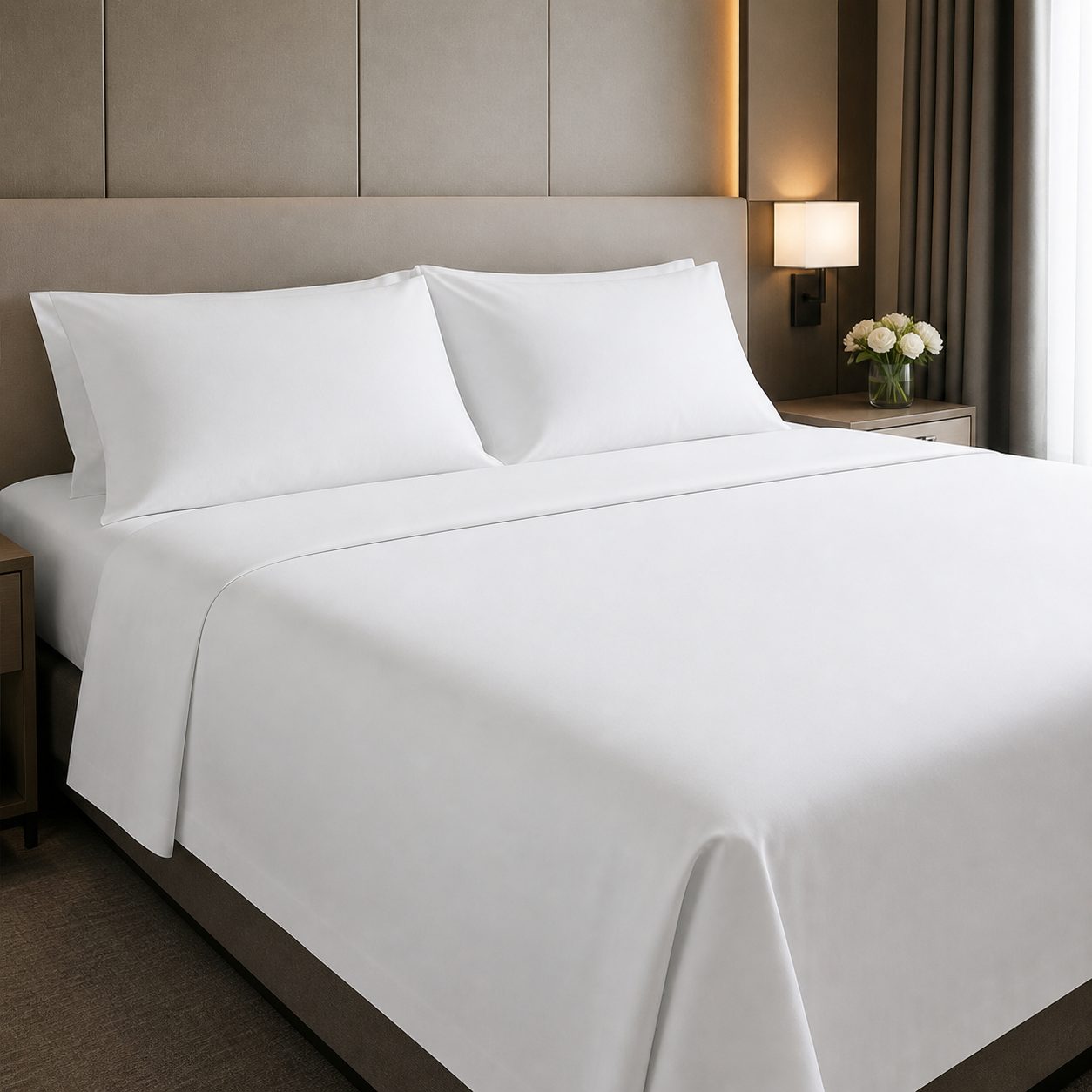 TC-130 Percale Flat Bed Sheet - White – hotel bed linen, UK Linen House
