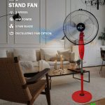 Floor Standing Pedestal smart Fan 16 Inch 3 blades 3 Speed Red Eco Air Cooling