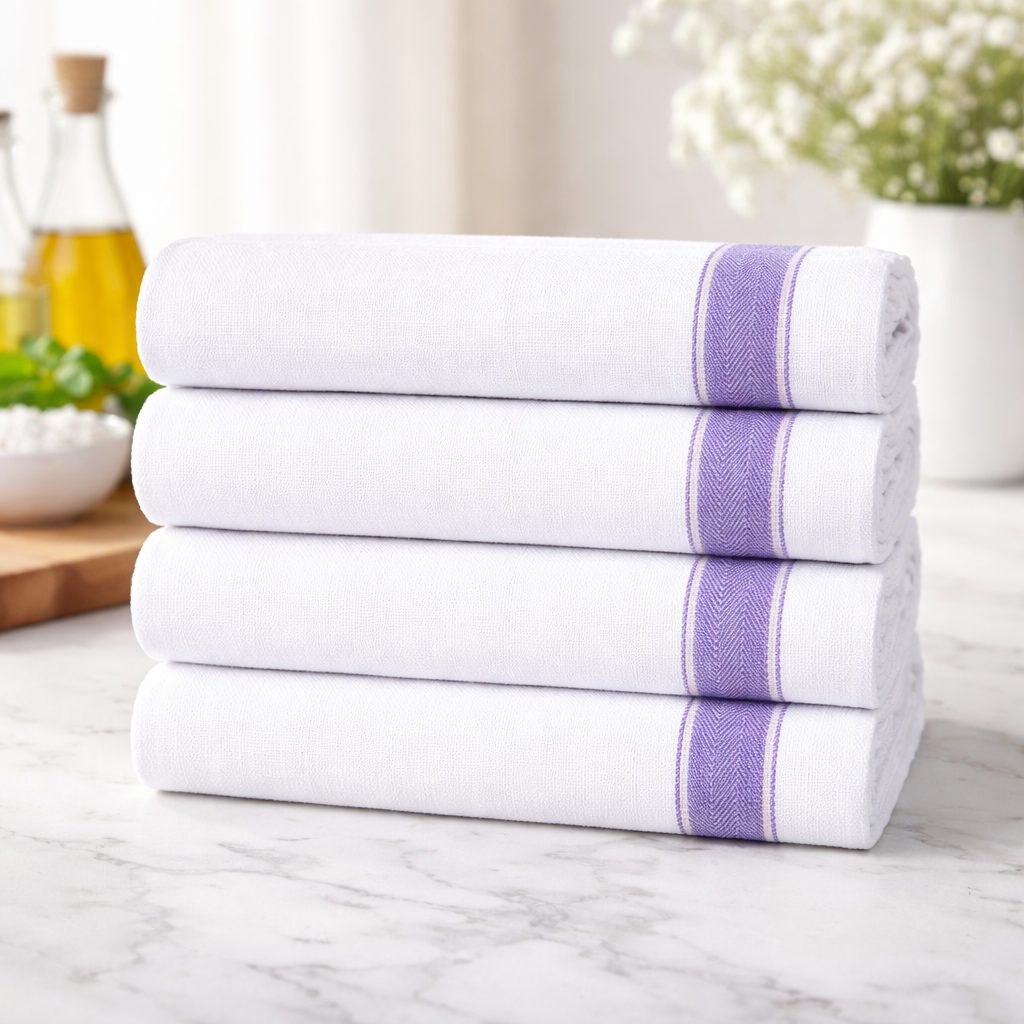 Purple Herringbone – commercial kitchen cloths, UK Linen House