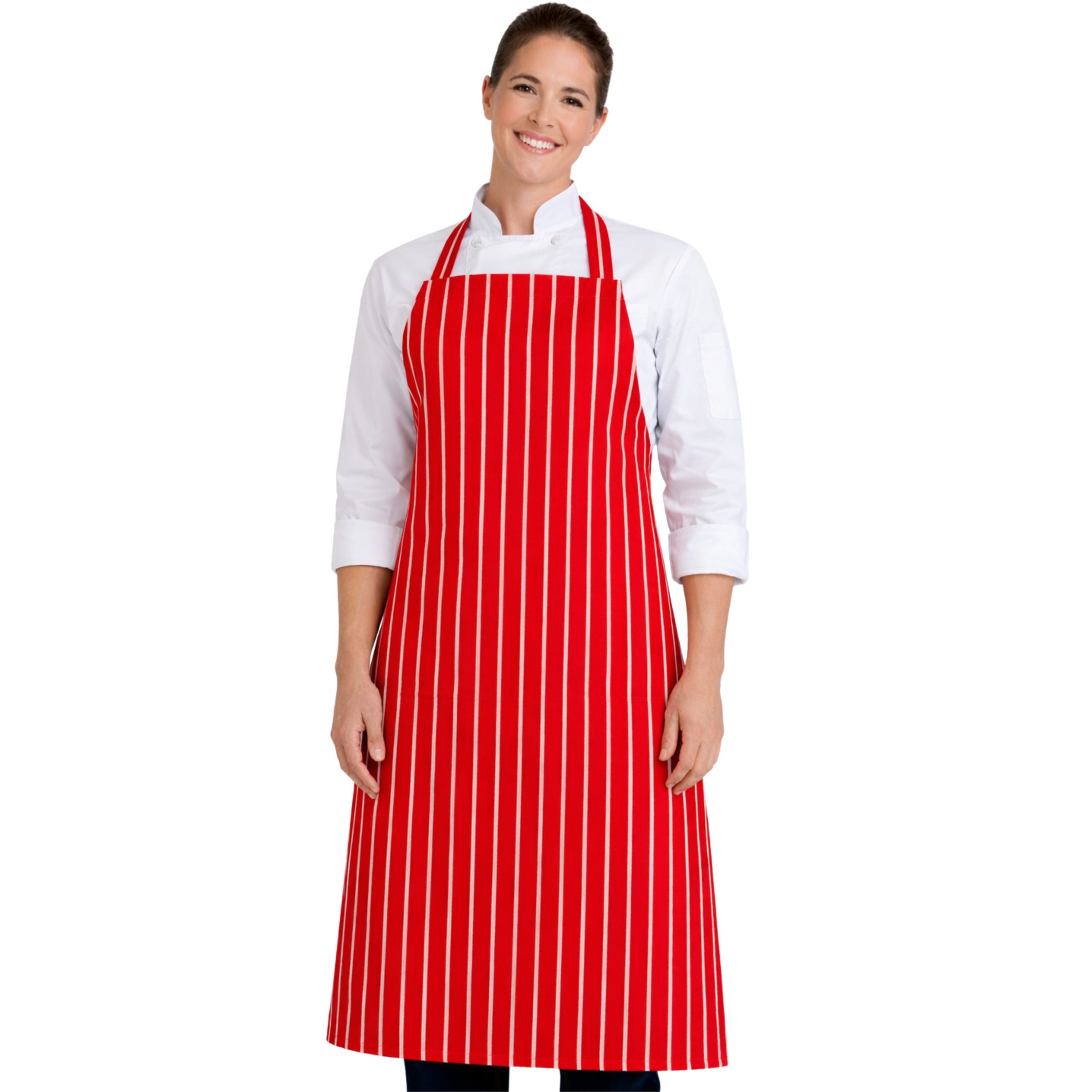 Unisex Red white Striped Apron – hospitality workwear, UK Linen House