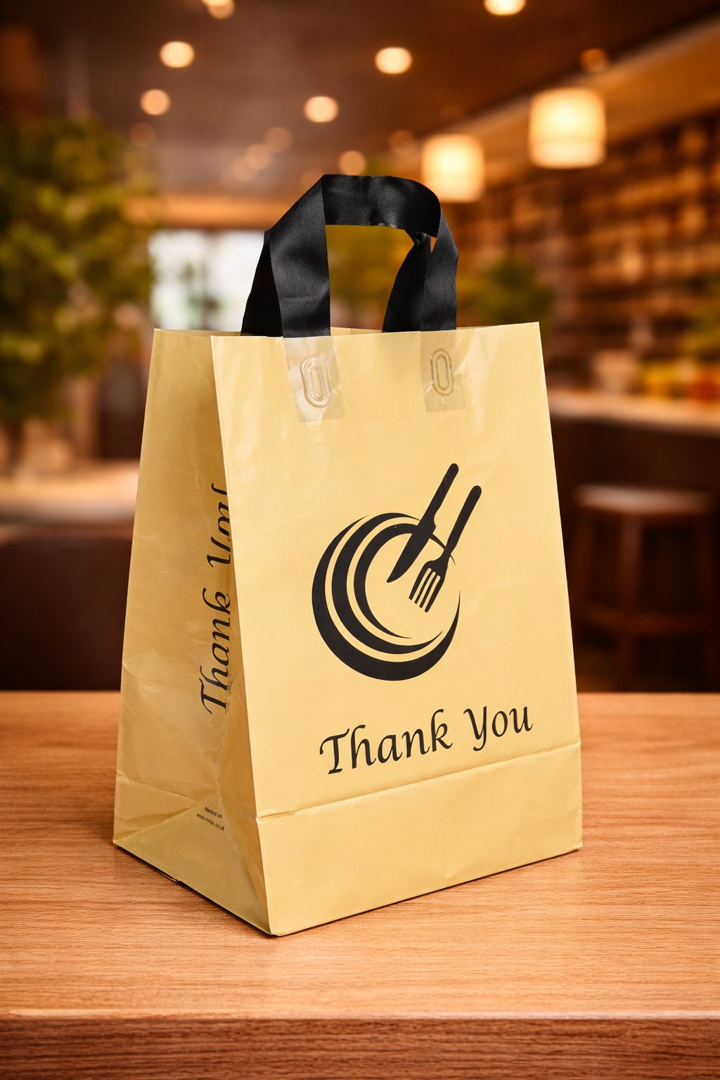 Loop Handle Takeaway Bags Large – Recyclable HDPE Food Delivery Carrier Bags with Cardboard Reinforced Handles - Image 11