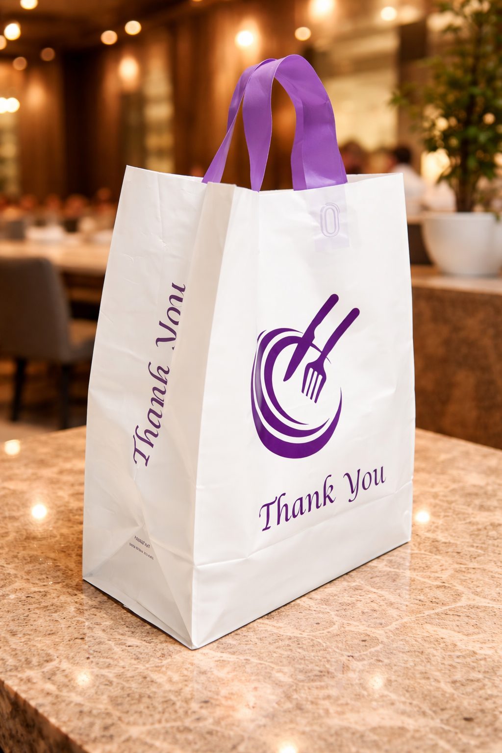 Loop Handle Takeaway Bags Large – Recyclable HDPE Food Delivery Carrier Bags with Cardboard Reinforced Handles - Image 7