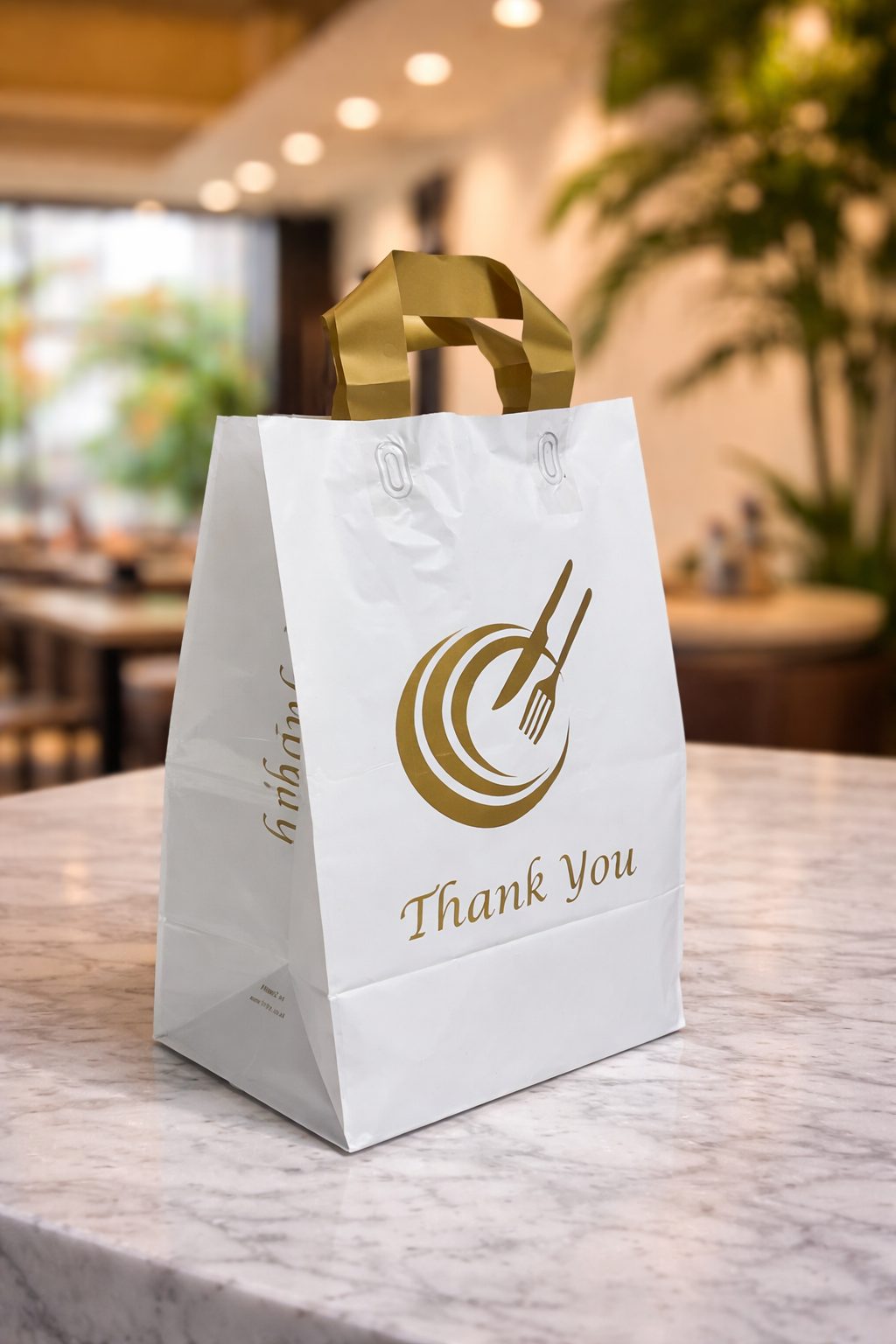 Loop Handle Takeaway Bags Large – Recyclable HDPE Food Delivery Carrier Bags with Cardboard Reinforced Handles - Image 8