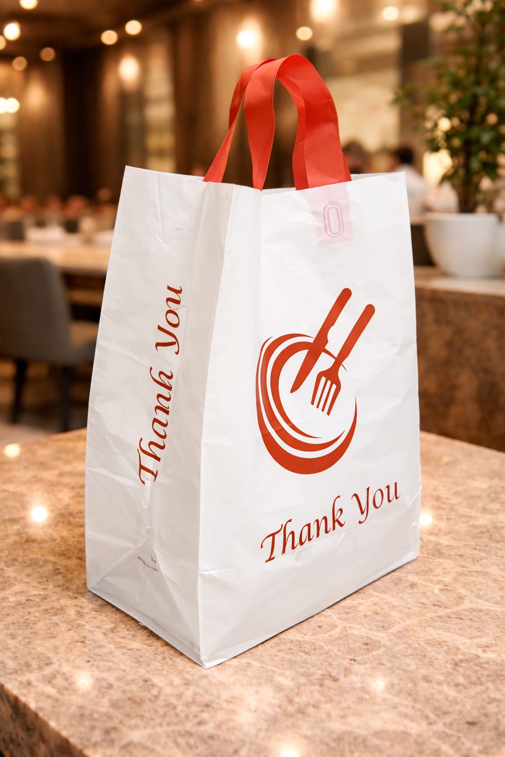 Loop Handle Takeaway Bags Large – Recyclable HDPE Food Delivery Carrier Bags with Cardboard Reinforced Handles - Image 6