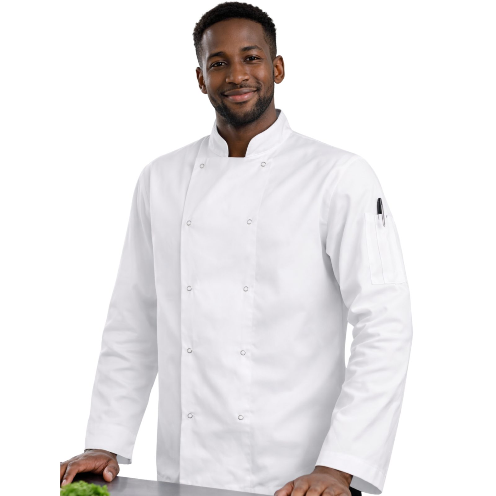 White Chefs Jacket Unisex Long Sleeve - Image 2