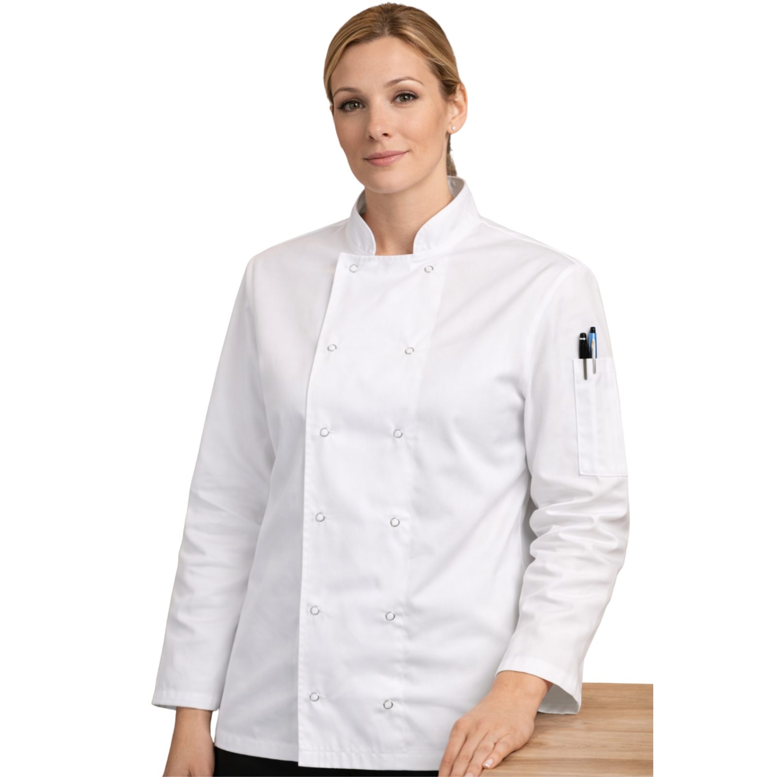 White Chefs Jacket Unisex Long Sleeve - Image 3