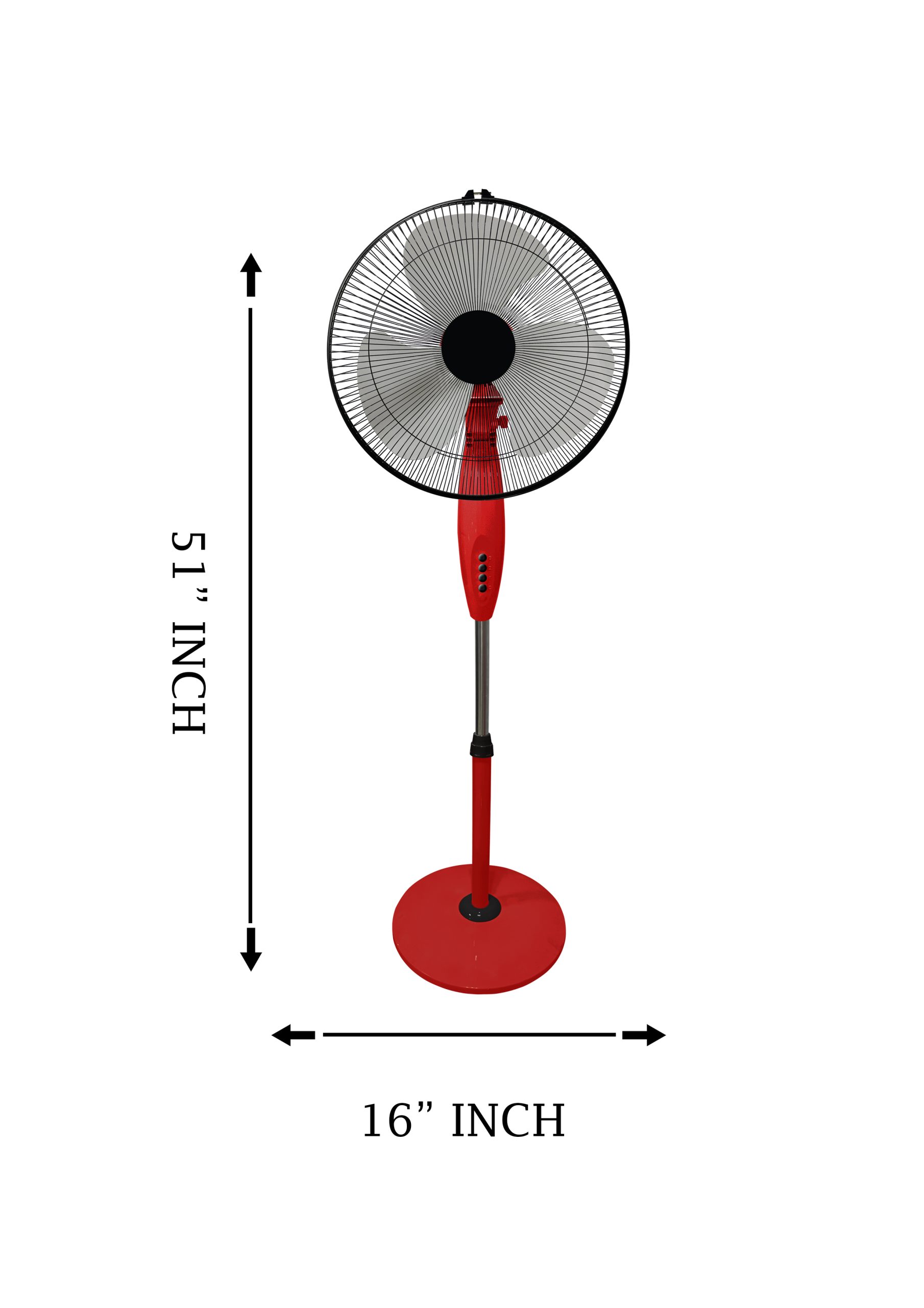 Floor Standing Pedestal smart 16 Inch 3 blades 3 Speed Red Eco Air Cooling Fan - Image 4