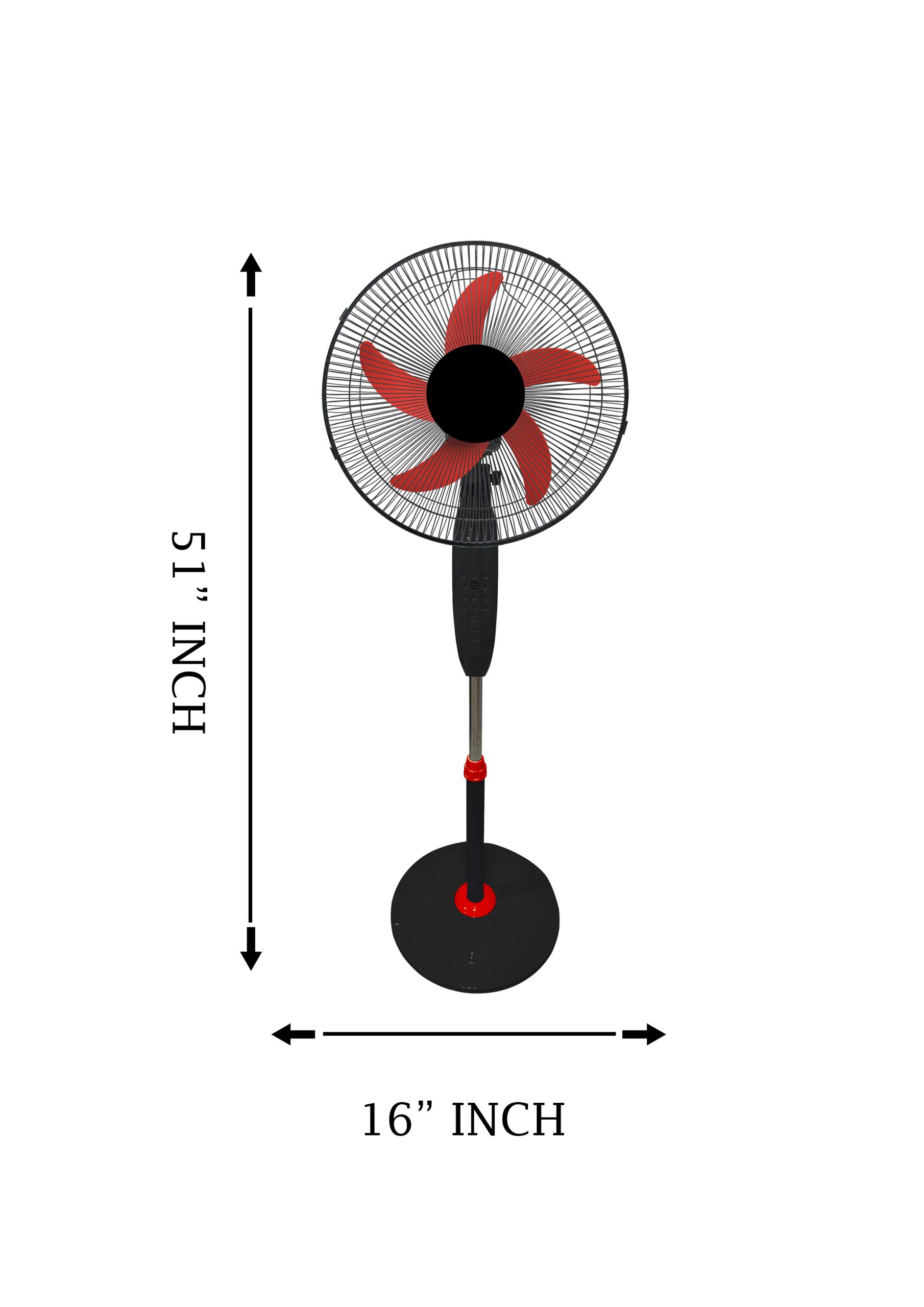 Floor Standing Pedestal 16 Inch Black 5 blades Red Air Cooling with remote control Fan - Image 4