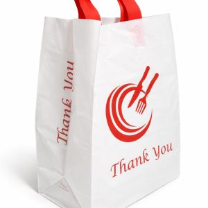 500 pcs Large White Flexiloop Handle Takeaway Carrier Bag