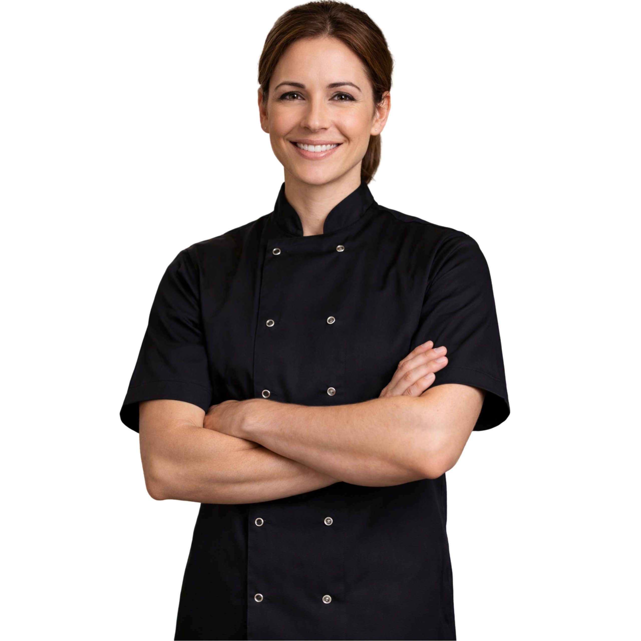 Black Chefs Jacket Unisex Short Sleeve – hospitality workwear, UK Linen House