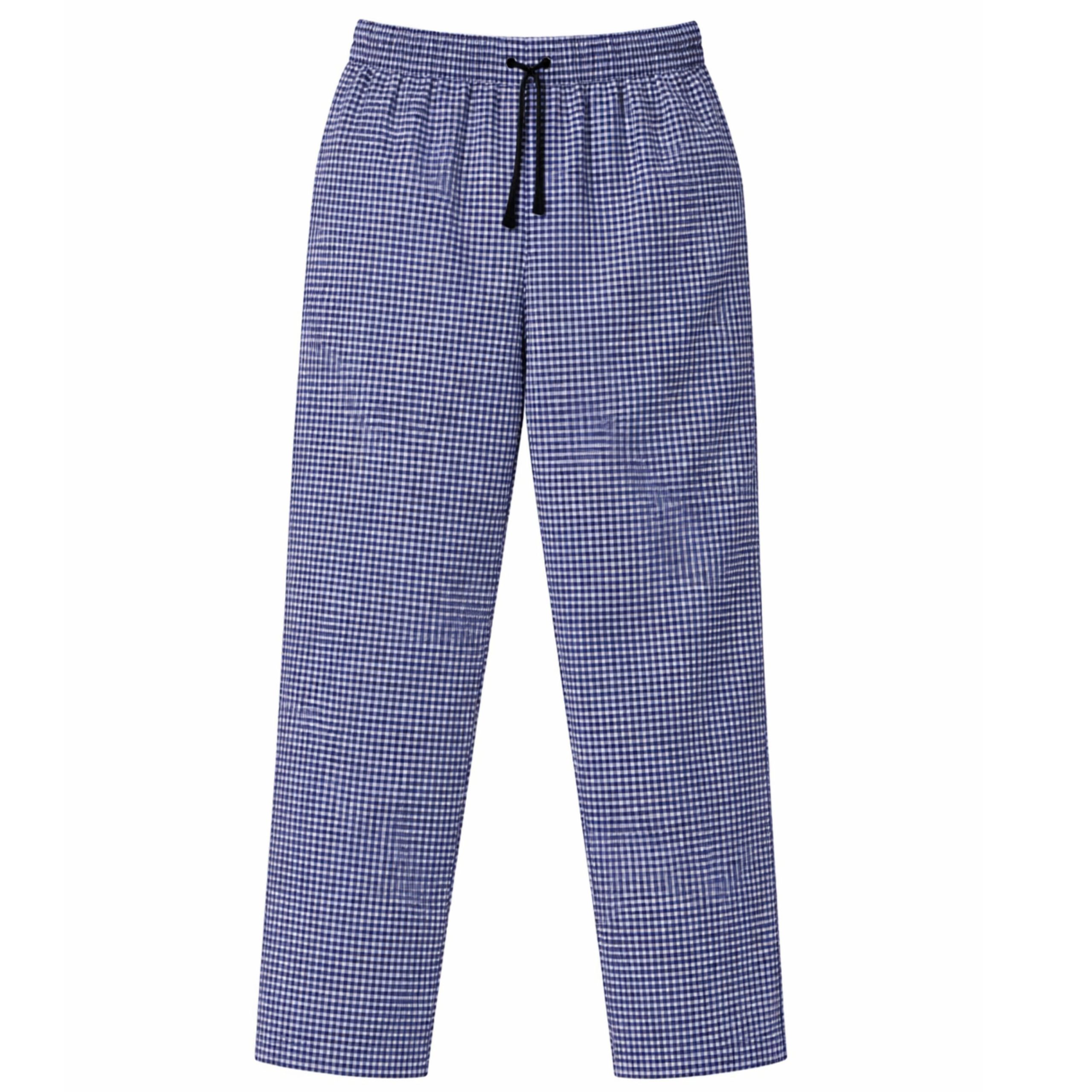 Chef Trouser White Blue Check – hospitality workwear, UK Linen House