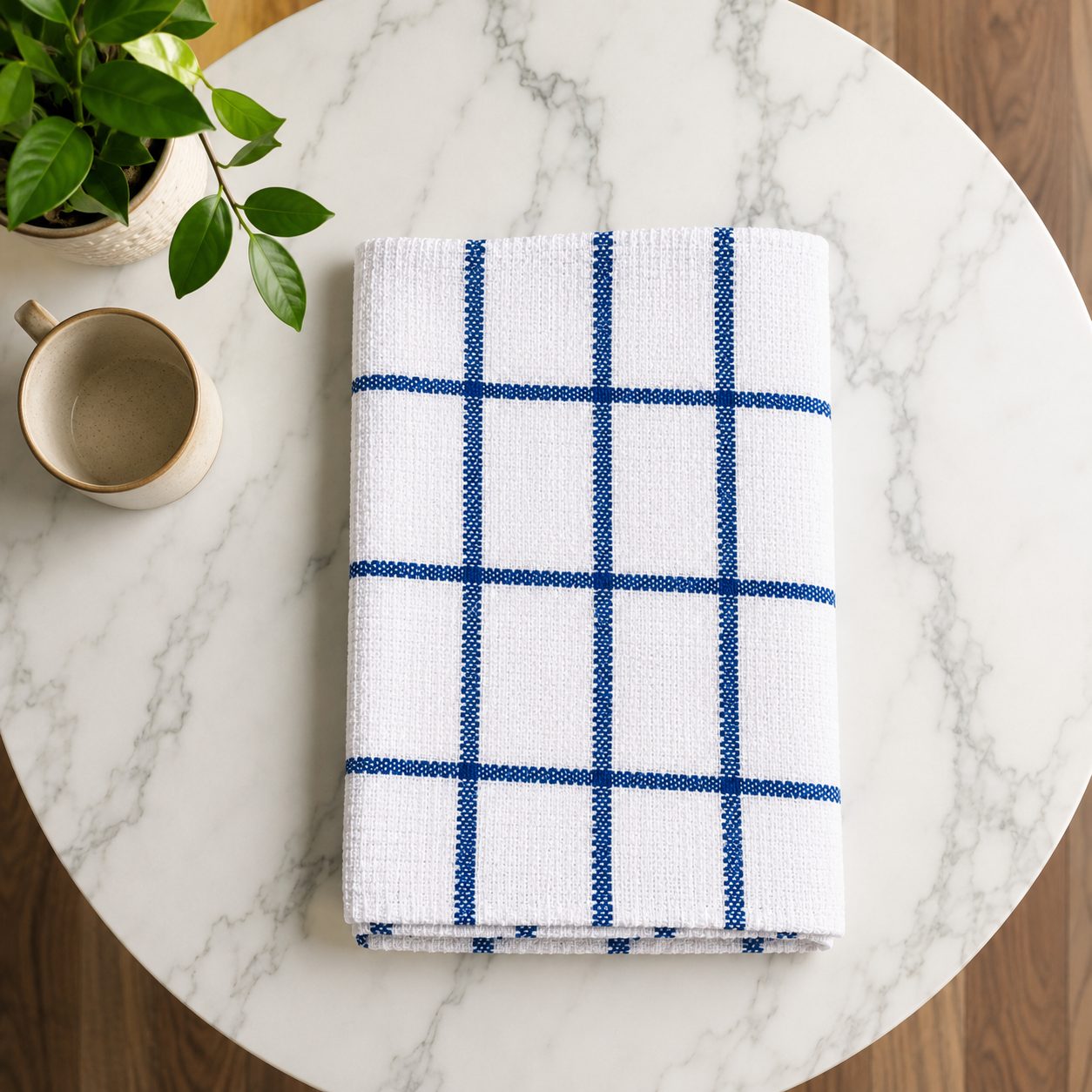 Finest Terry Tea Towels White/Blue – catering tea towels, UK Linen House