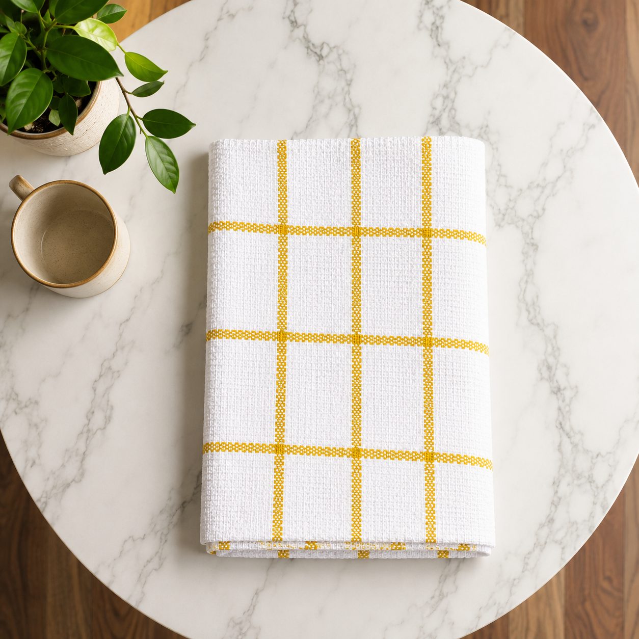 Finest Terry Tea Towels White/Yellow – catering tea towels, UK Linen House